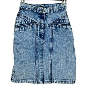 Vintage Sportego Denim Jean Acid Wash Skirt High Rise Distressed -‎ Size 5/6